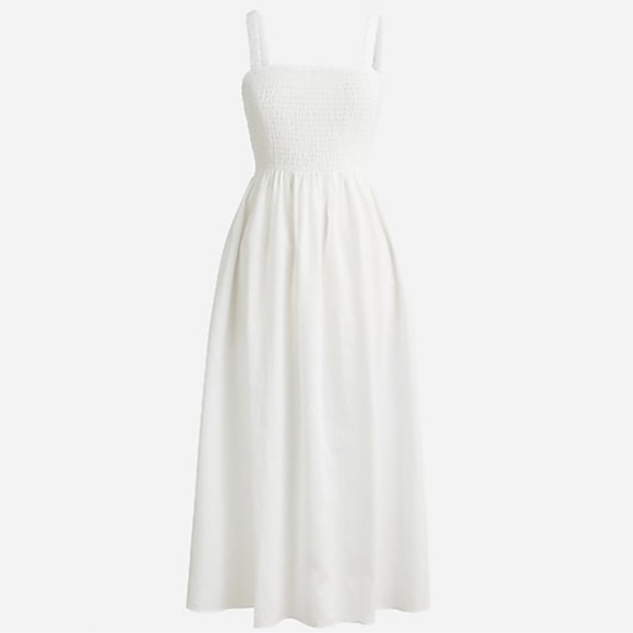J. Crew Dresses & Skirts - NWT J. CREW Smocked Beach Dress in Linen-Cotton Blend White, Small